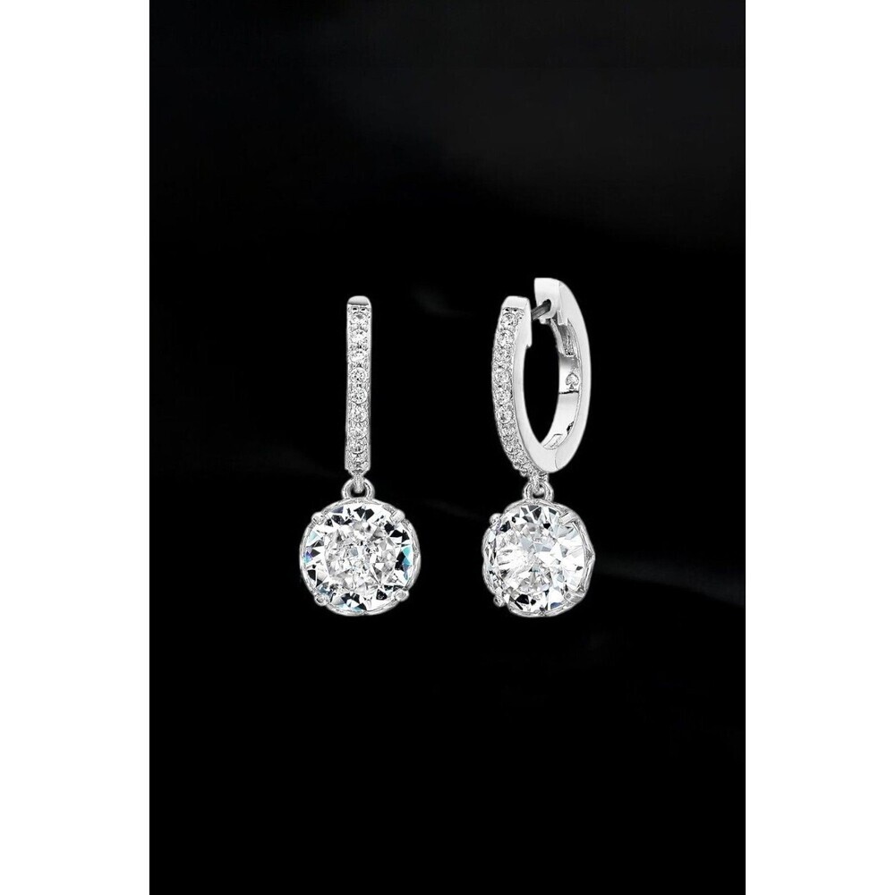 Kate Spade That Sparkle Pave Huggies Earrings in Silver - Picture 2 of 3
